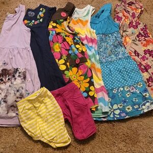 Colorful Girls' Dresses and Shorts Set